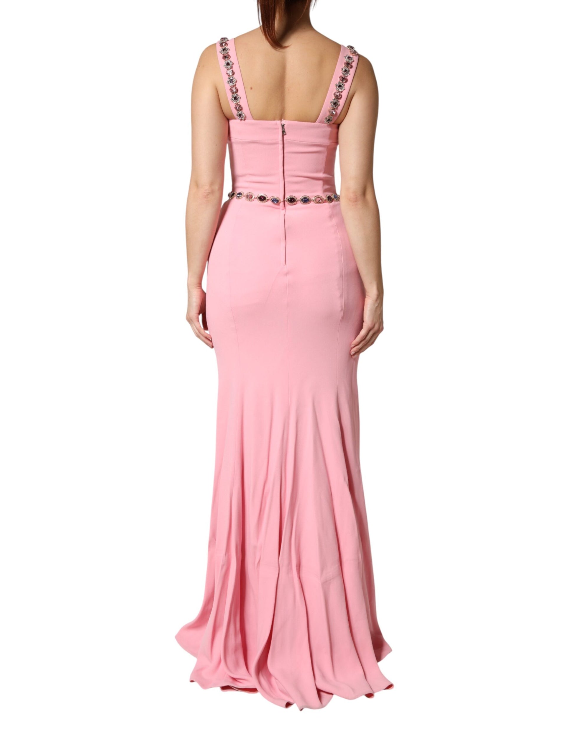 Pink Crystal Sheath Mermaid Long Gown Dress