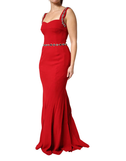 Red Embellished Sheath Mermaid Gown Dress