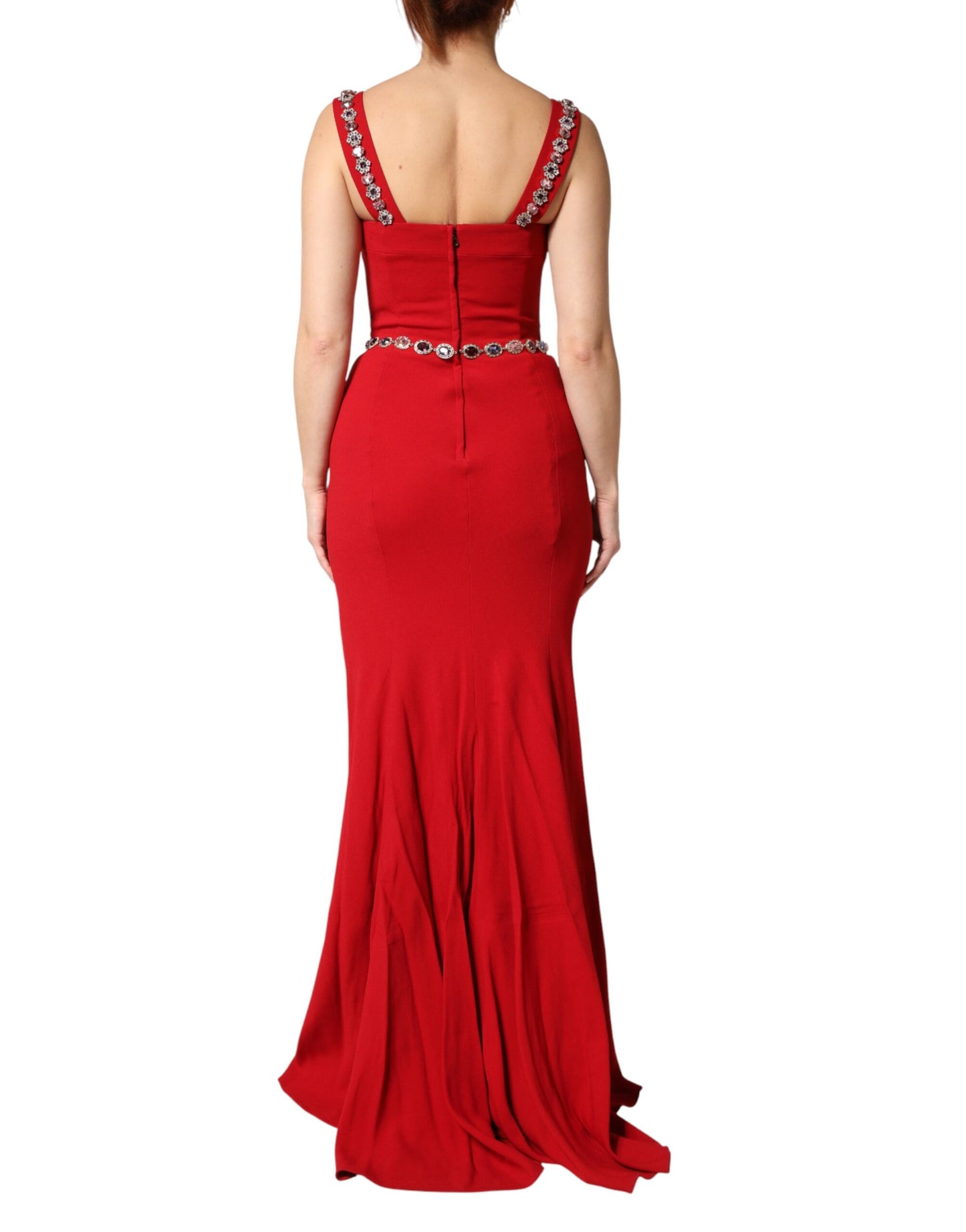 Red Embellished Sheath Mermaid Gown Dress