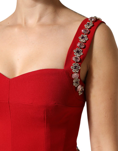 Red Embellished Sheath Mermaid Gown Dress