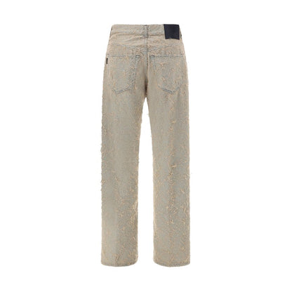 Light Blue Cotton Straight-Leg Jeans