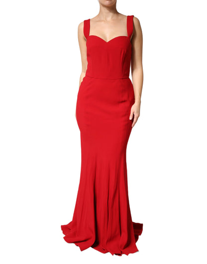 Red Viscose Sheath Mermaid Long Gown Dress