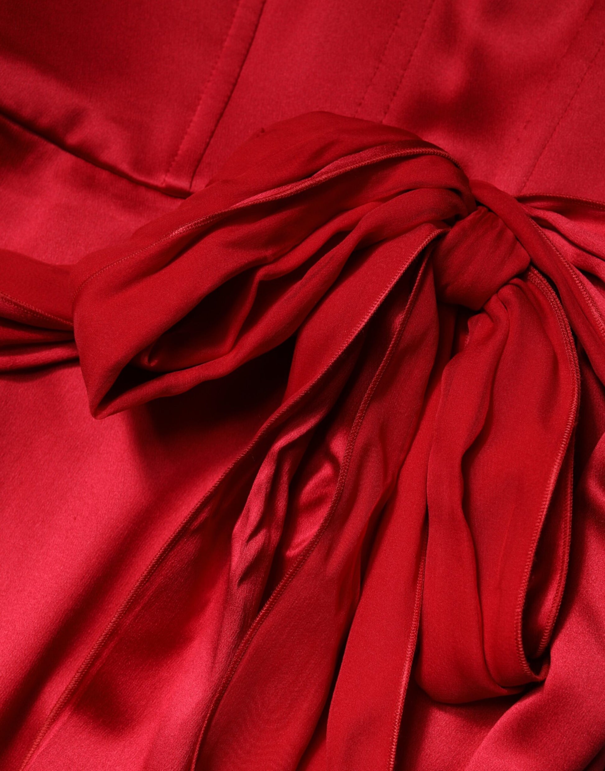 Red Silk Strapless Sheath Long Gown Dress