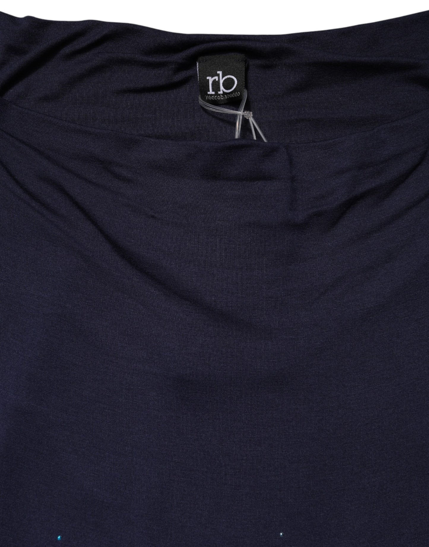 Blue Viscose Embellished Off Shoulder Mini Dress