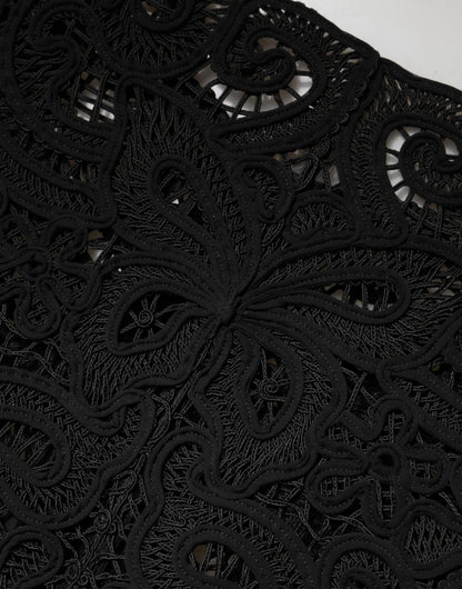 Black Floral Lace Cropped Coat  Jacket