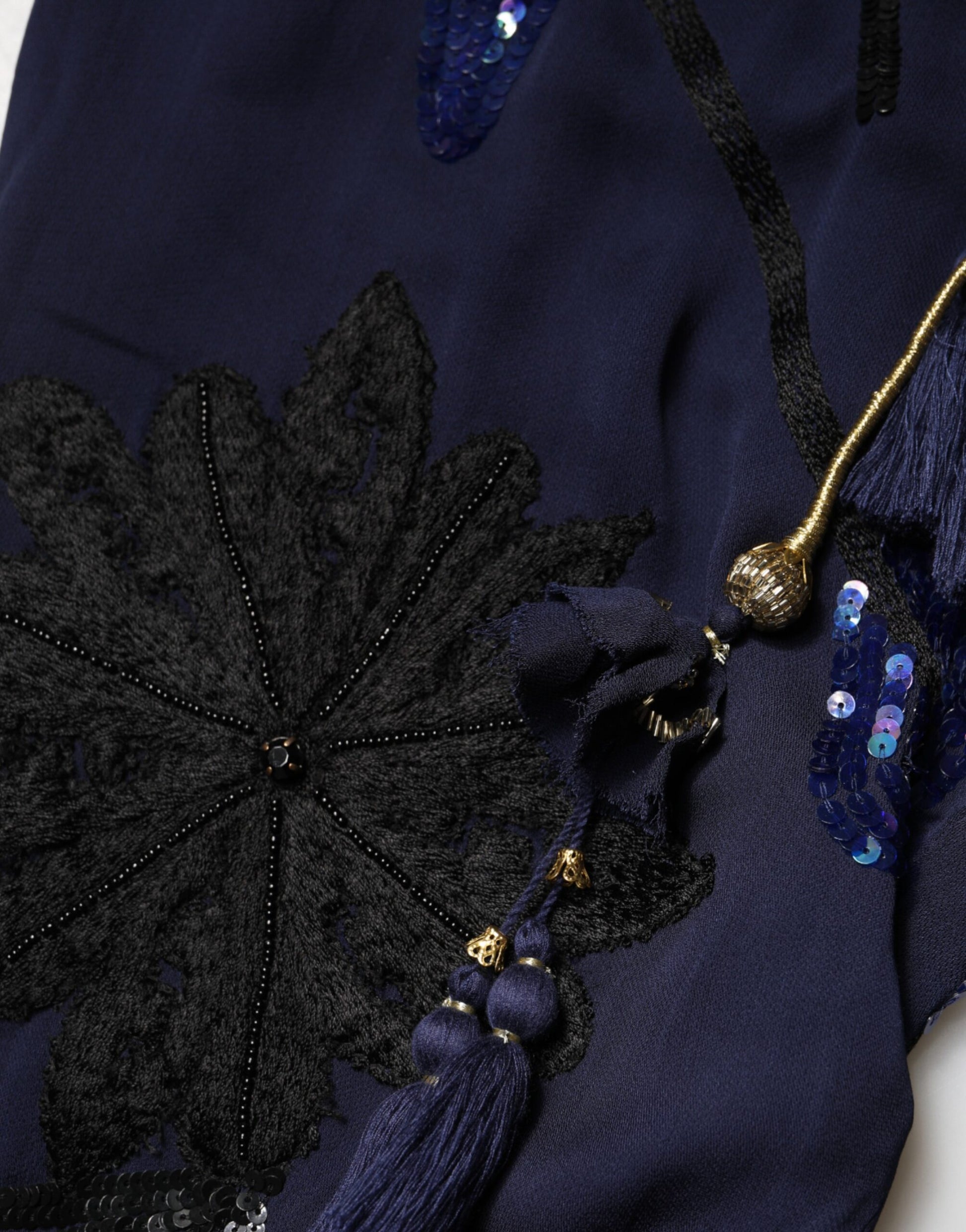 Blue Sequined Tapered Trouser Pants