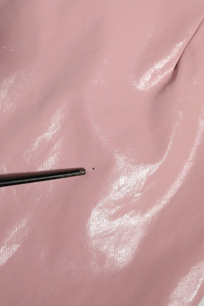 Glossy Pink Cotton High Waist Mini Skirt