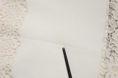 White Floral Lace High Waist Pencil Cut  Skirt