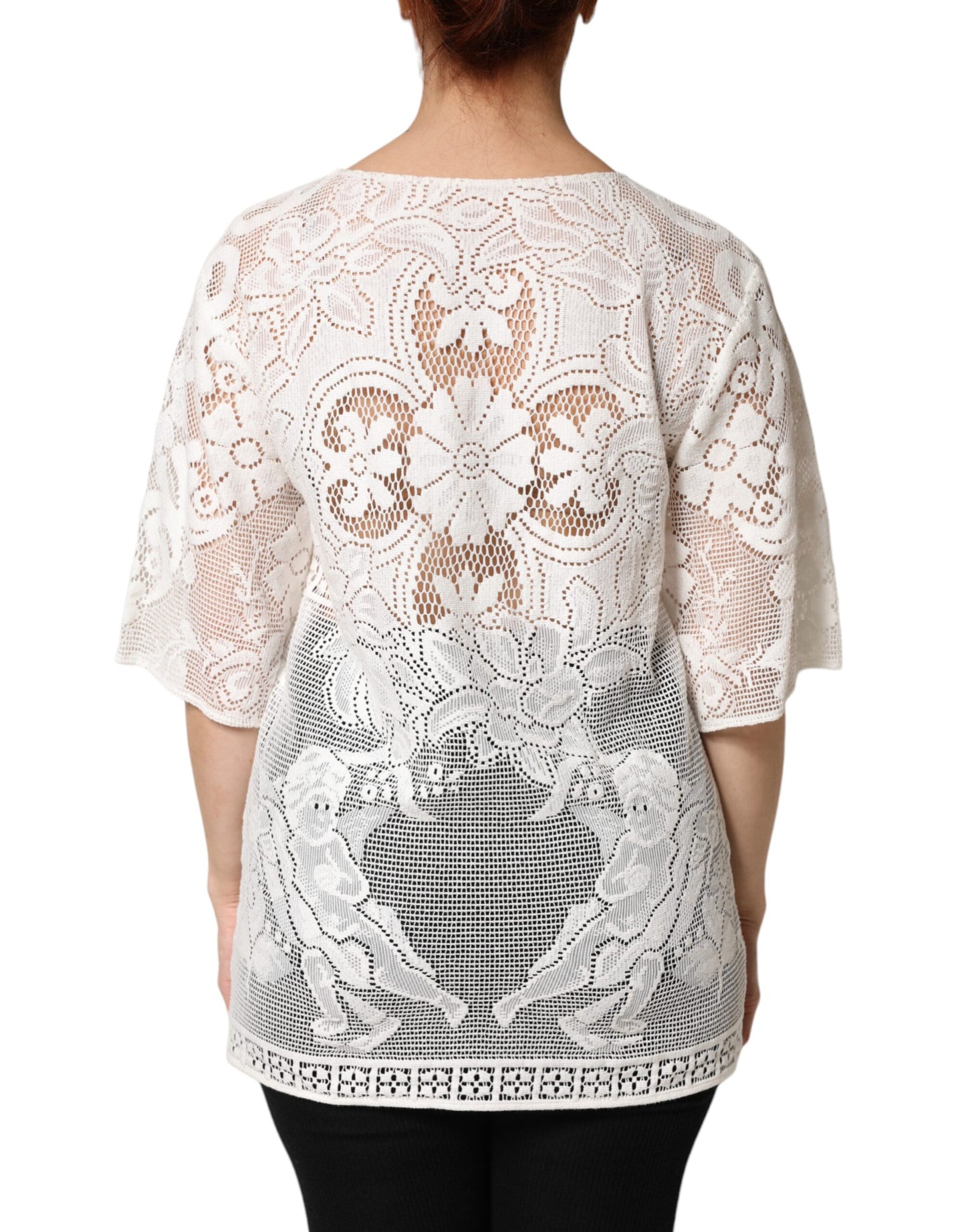 White Embroidery Lace Cotton Blouse Top