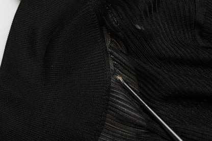 Black Viscose Turtle Neck Pullover Top