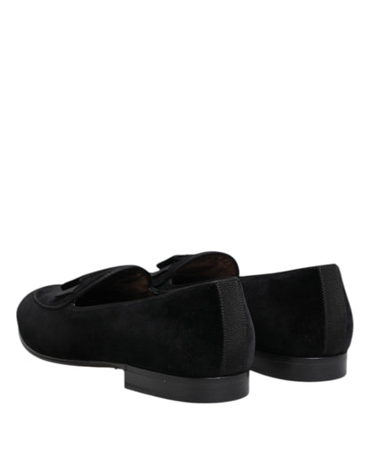 Black Velvet Slip On Loafers Formal Men Shoes