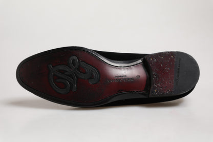 Black Velvet Slip On Loafers Formal Men Shoes