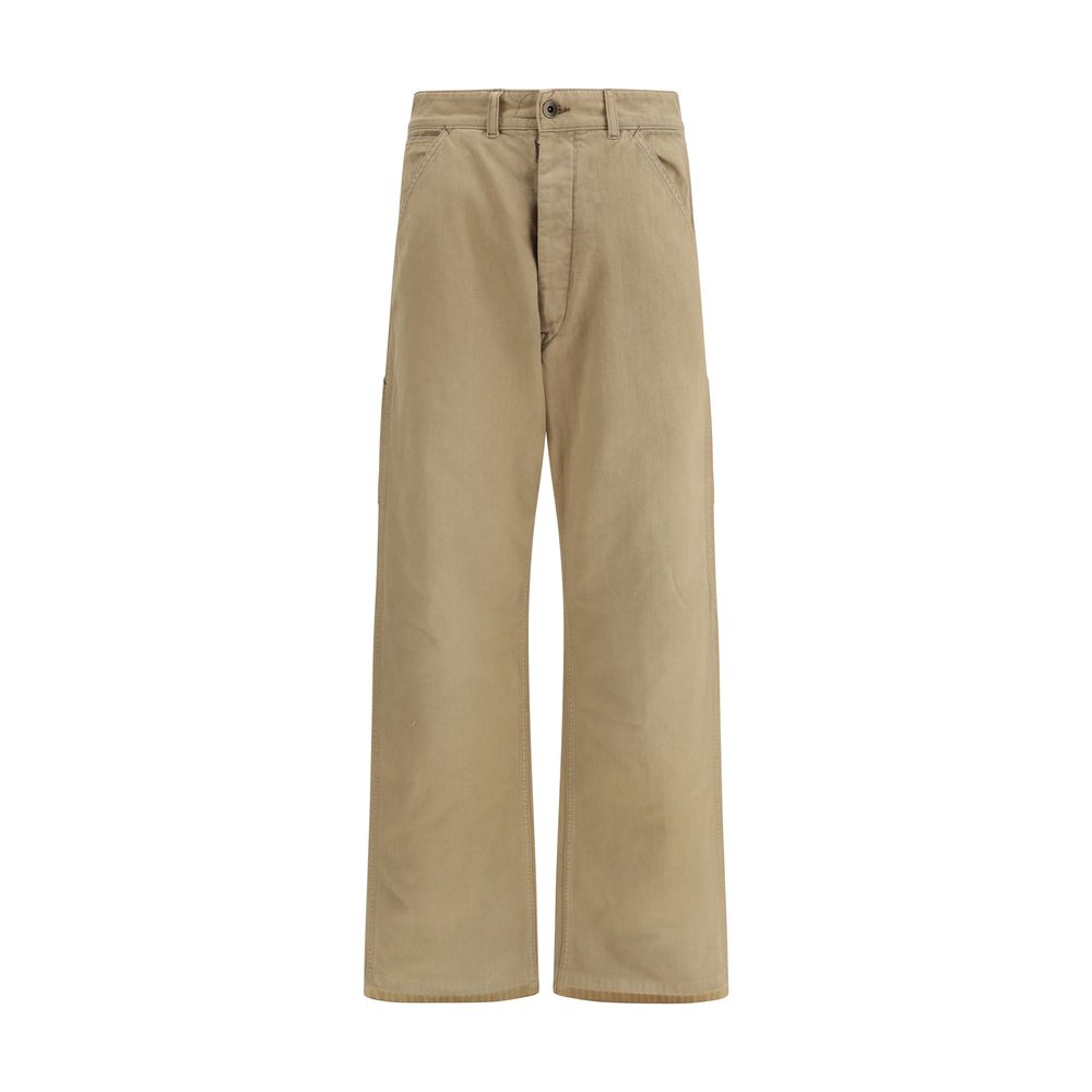 Beige Cotton Cargo Pants