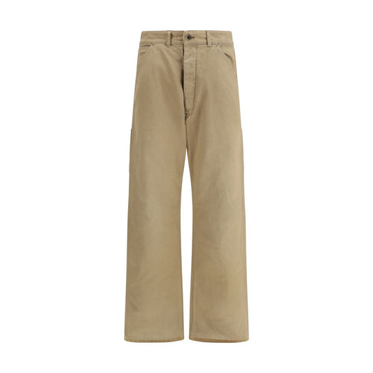 Beige Cotton Cargo Pants