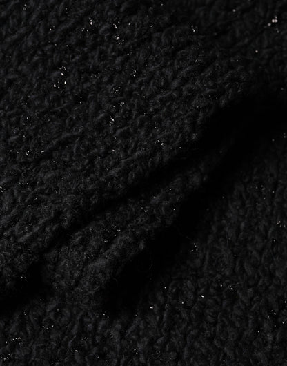 Black Wool Fringes Neck Wrap Foulard Scarf