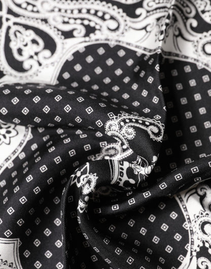Black Bandana Print Square Handkerchief Scarf