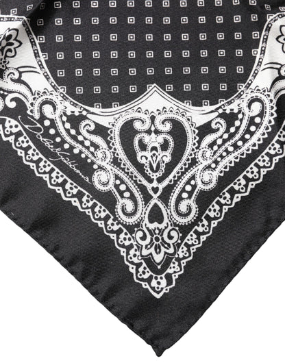 Black Bandana Print Square Handkerchief Scarf