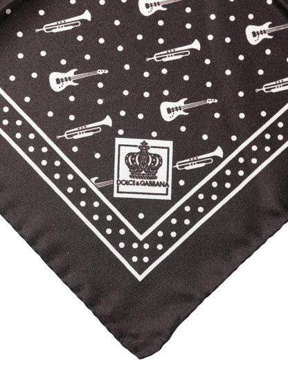 Black Guitar Trumpet Men Handkerchief Scarf