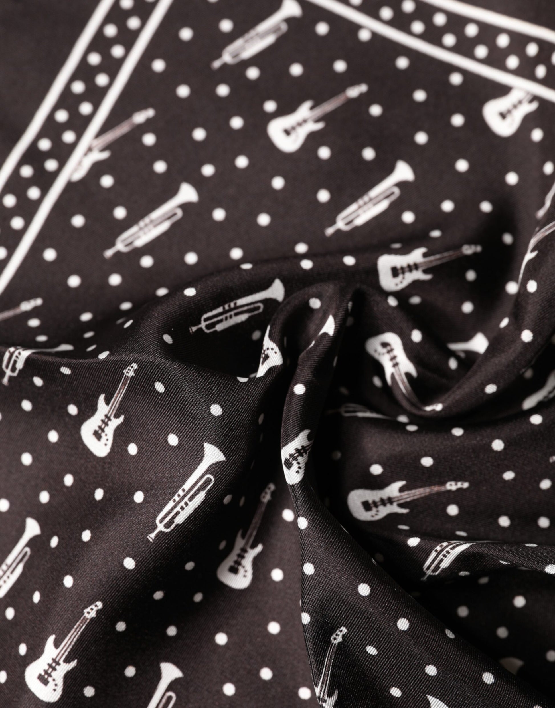 Black Guitar Trumpet Men Handkerchief Scarf