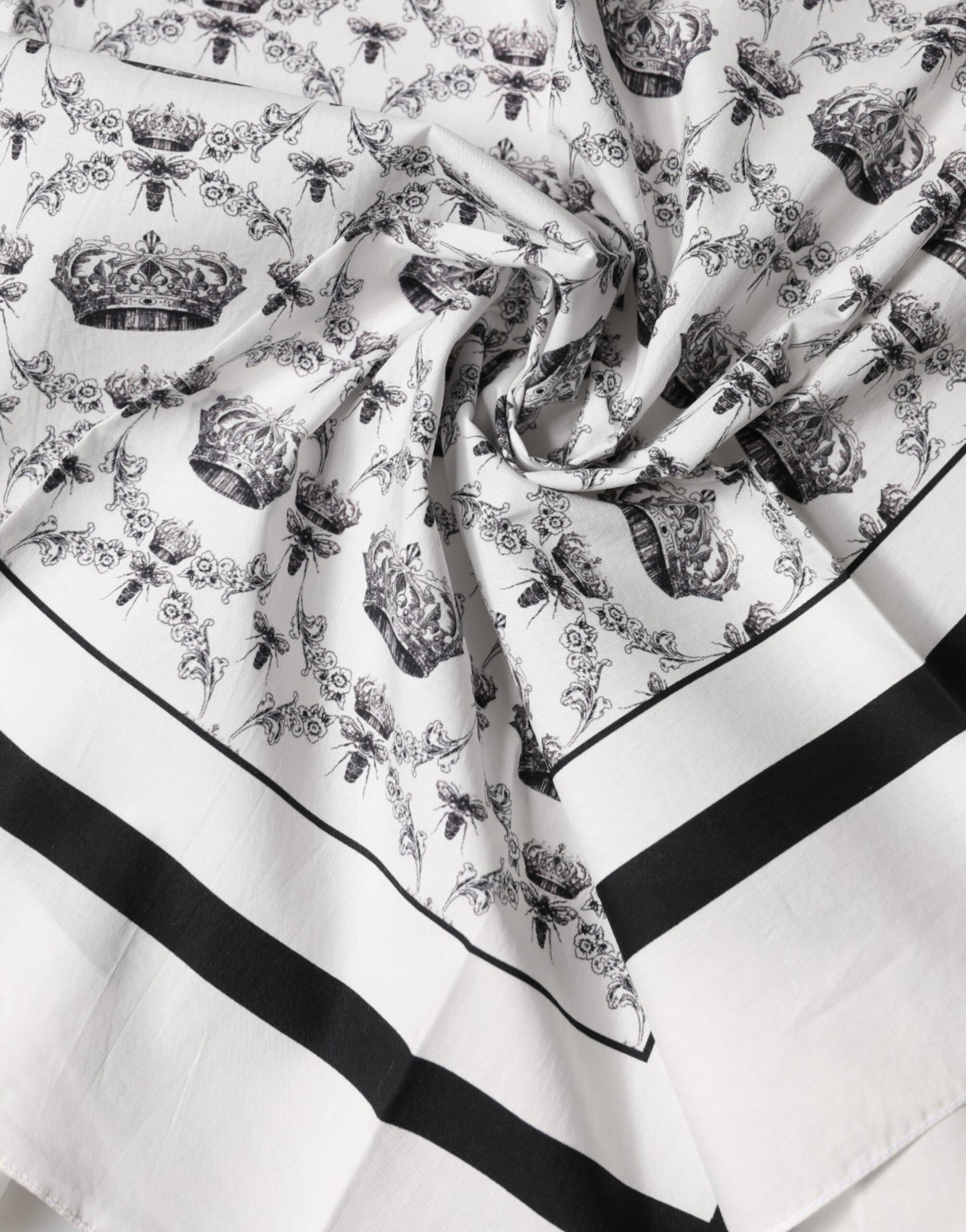 White Crown Cotton Men Square Foulard Scarf