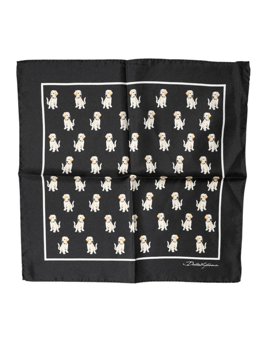 Black Dog Print Square Handkerchief Scarf