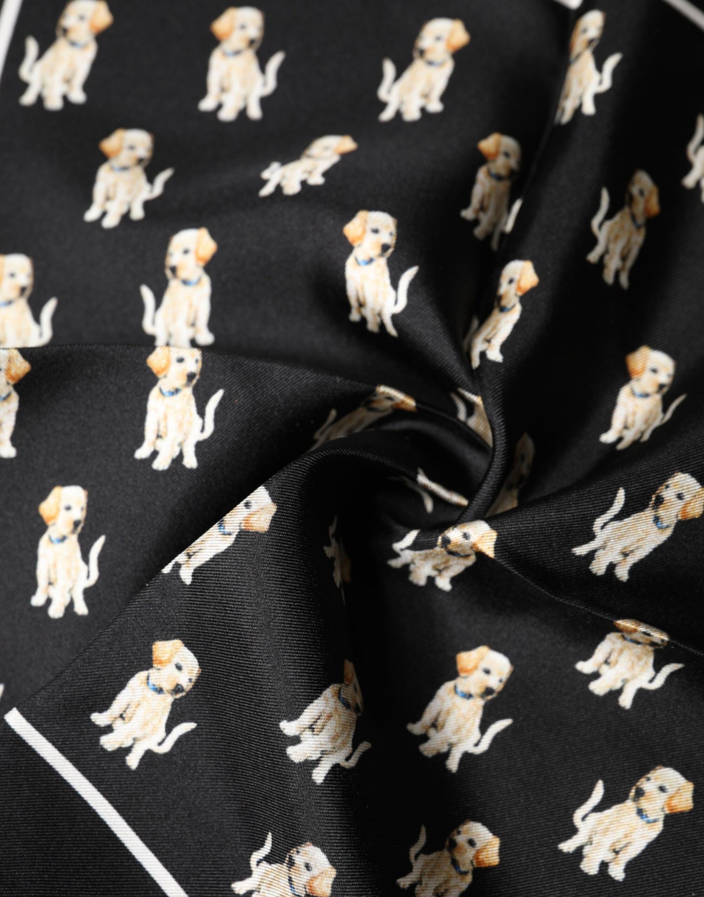 Black Dog Print Square Handkerchief Scarf