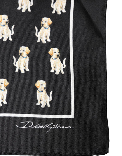 Black Dog Print Square Handkerchief Scarf