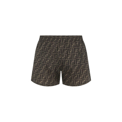 Brown Polyester Swim Shorts