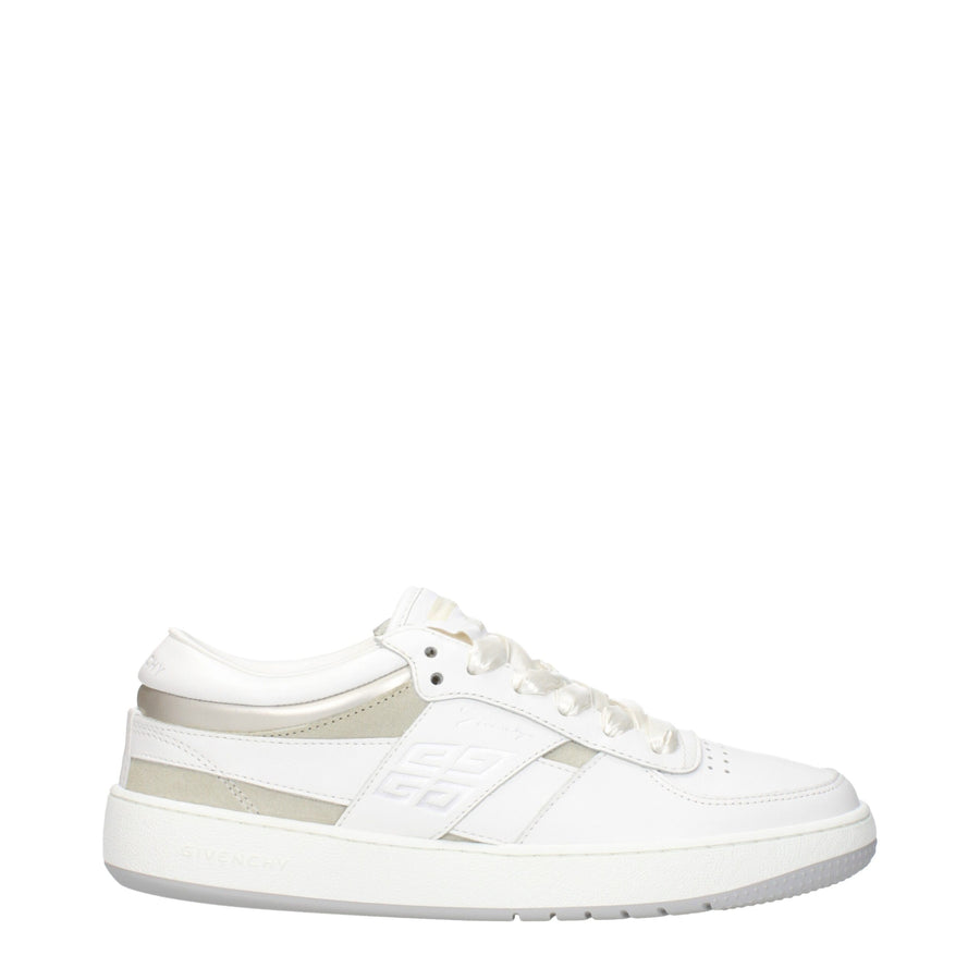 White Leather Low Top Sneakers