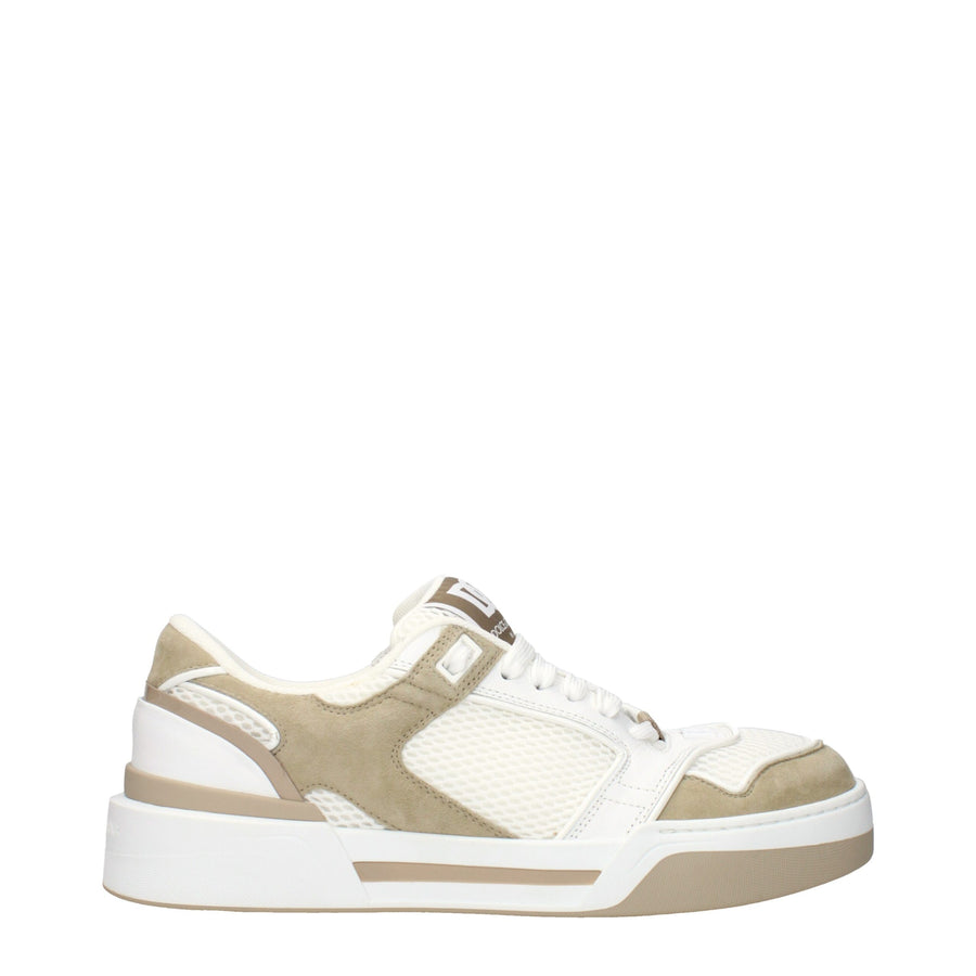 White Fabric Low Top Sneakers