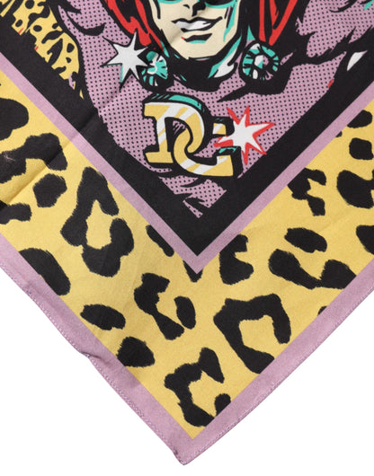 Multicolor Cartoon Square Foulard Scarf
