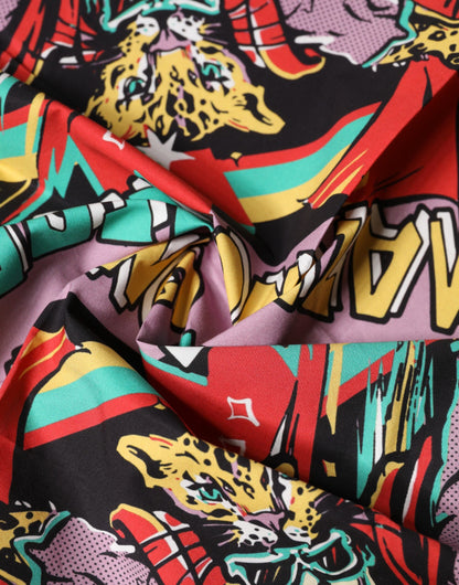 Multicolor Cartoon Square Foulard Scarf