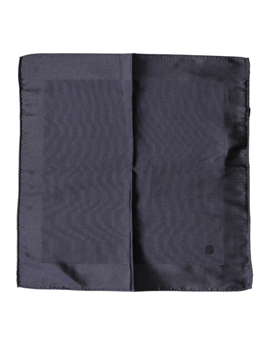 Blue Logo Silk Men Square Handkerchief Scarf