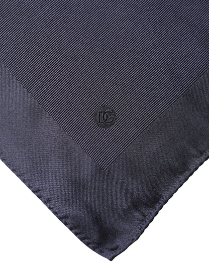 Blue Logo Silk Men Square Handkerchief Scarf