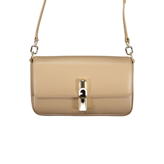 Beige Leather Women's Shoulder Bag