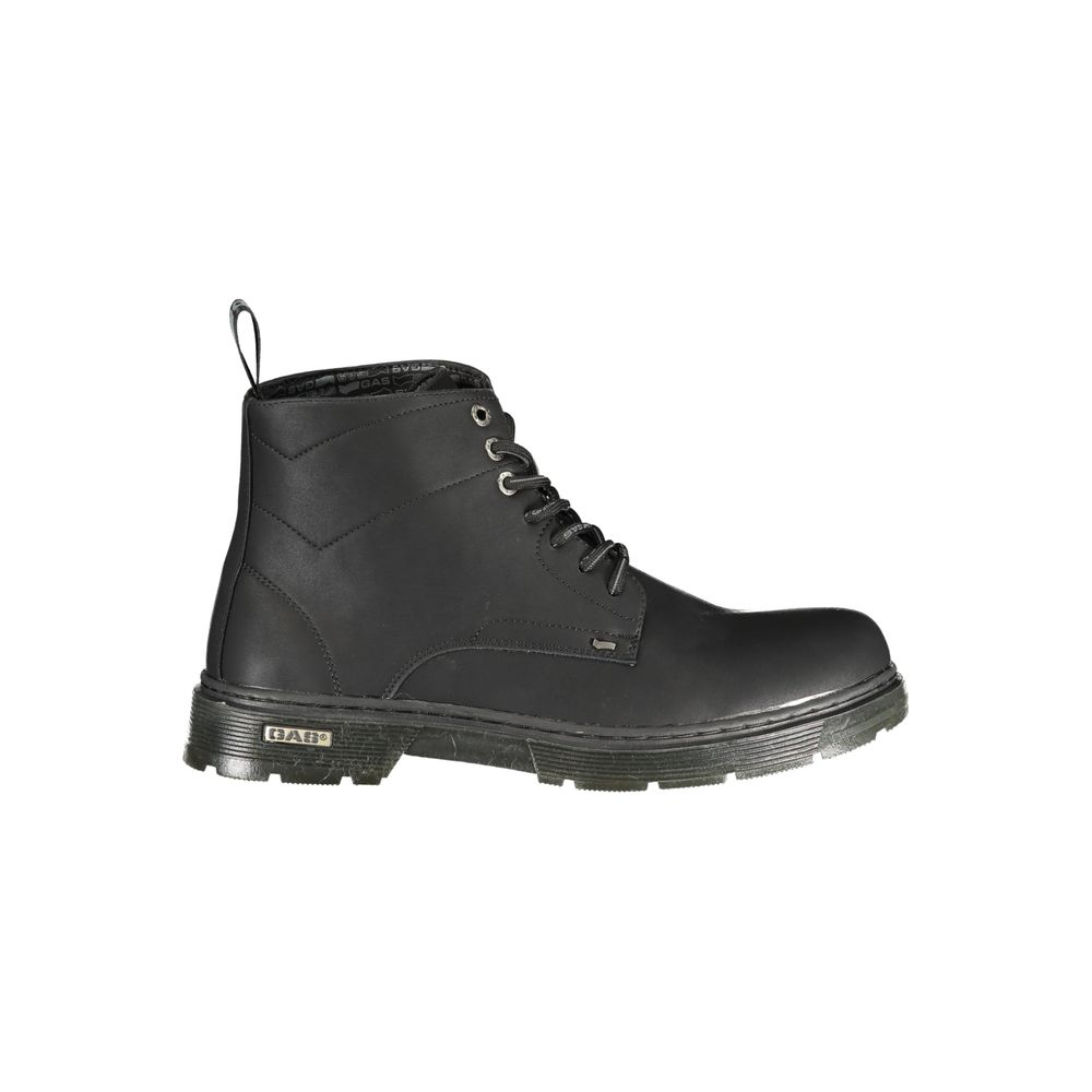 Black Polyurethane Men Ankle Boot