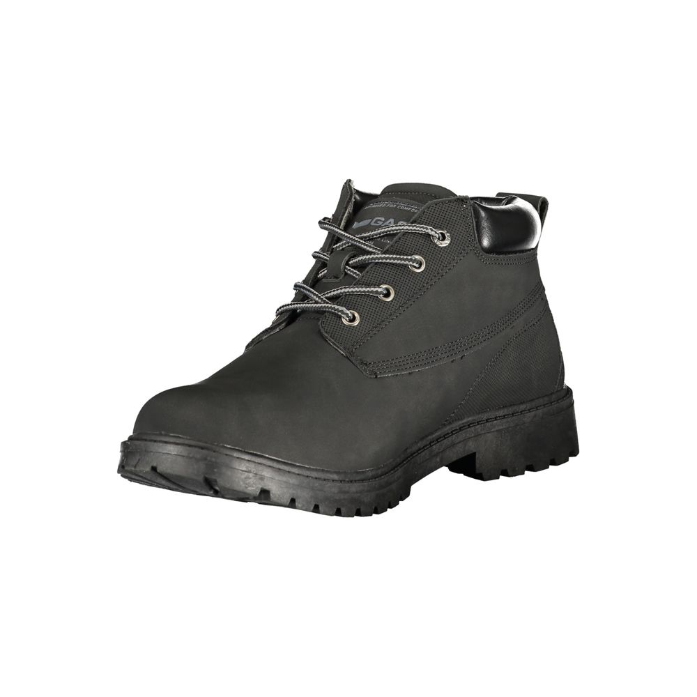 Black Polyurethane Men Ankle Boot