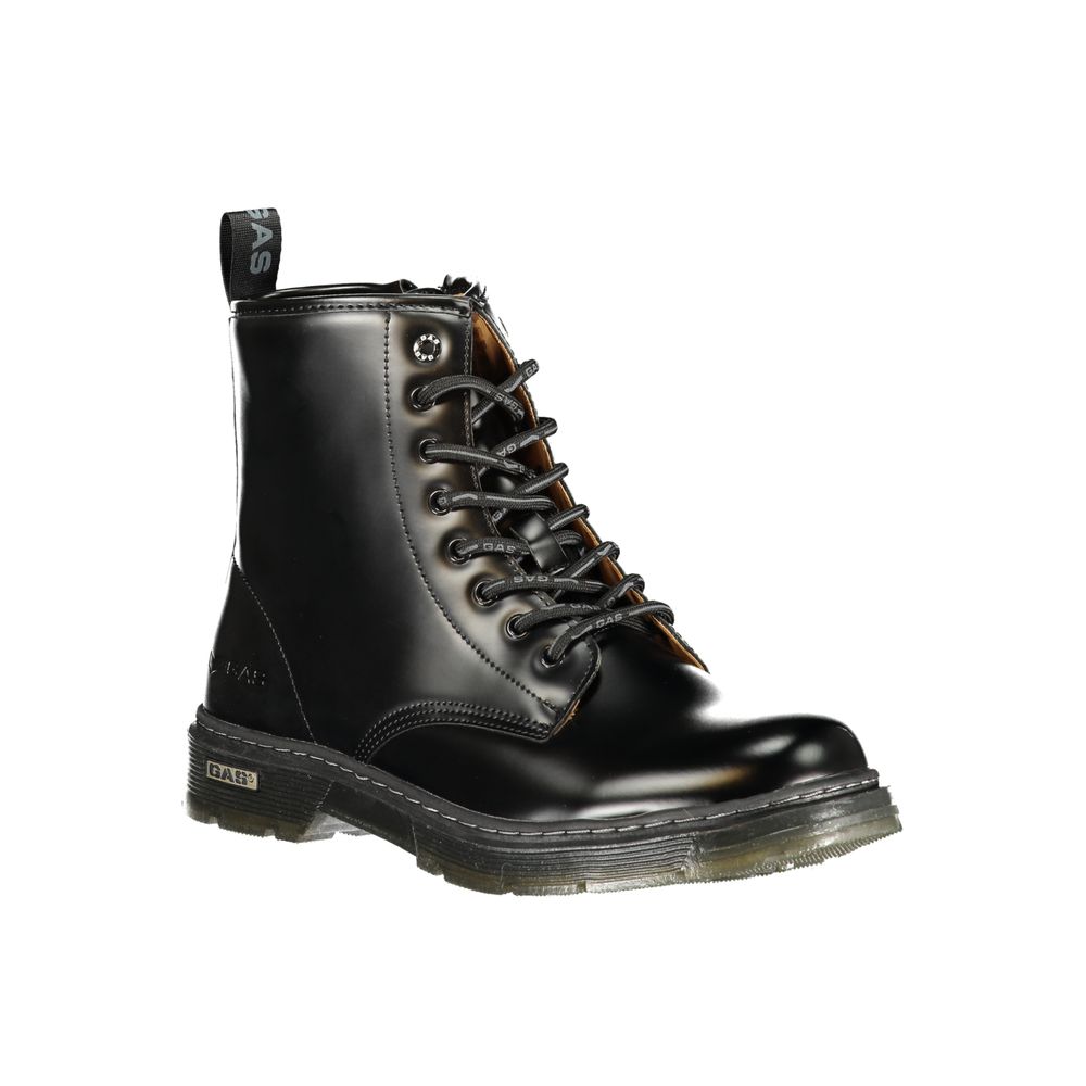 Black Polyurethane Men Ankle Boot