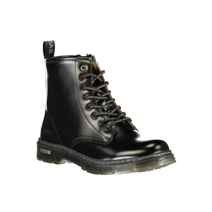 Black Polyurethane Men Ankle Boot