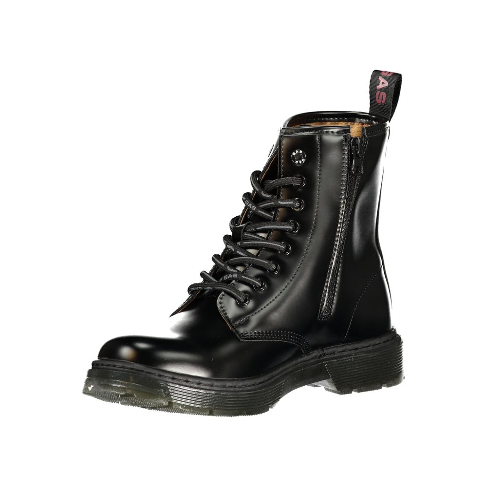 Black Polyurethane Women Ankle Boot