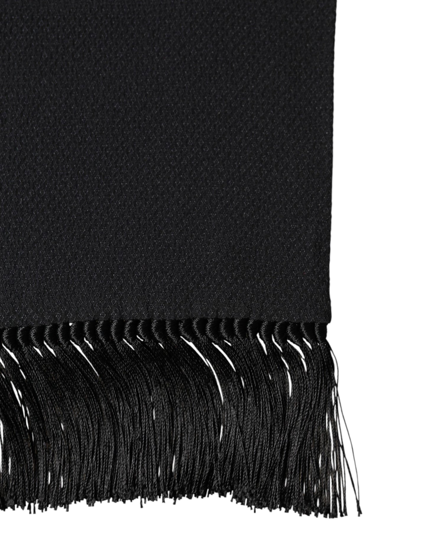 Black Silk Fringes Neck Wrap Foulard Scarf