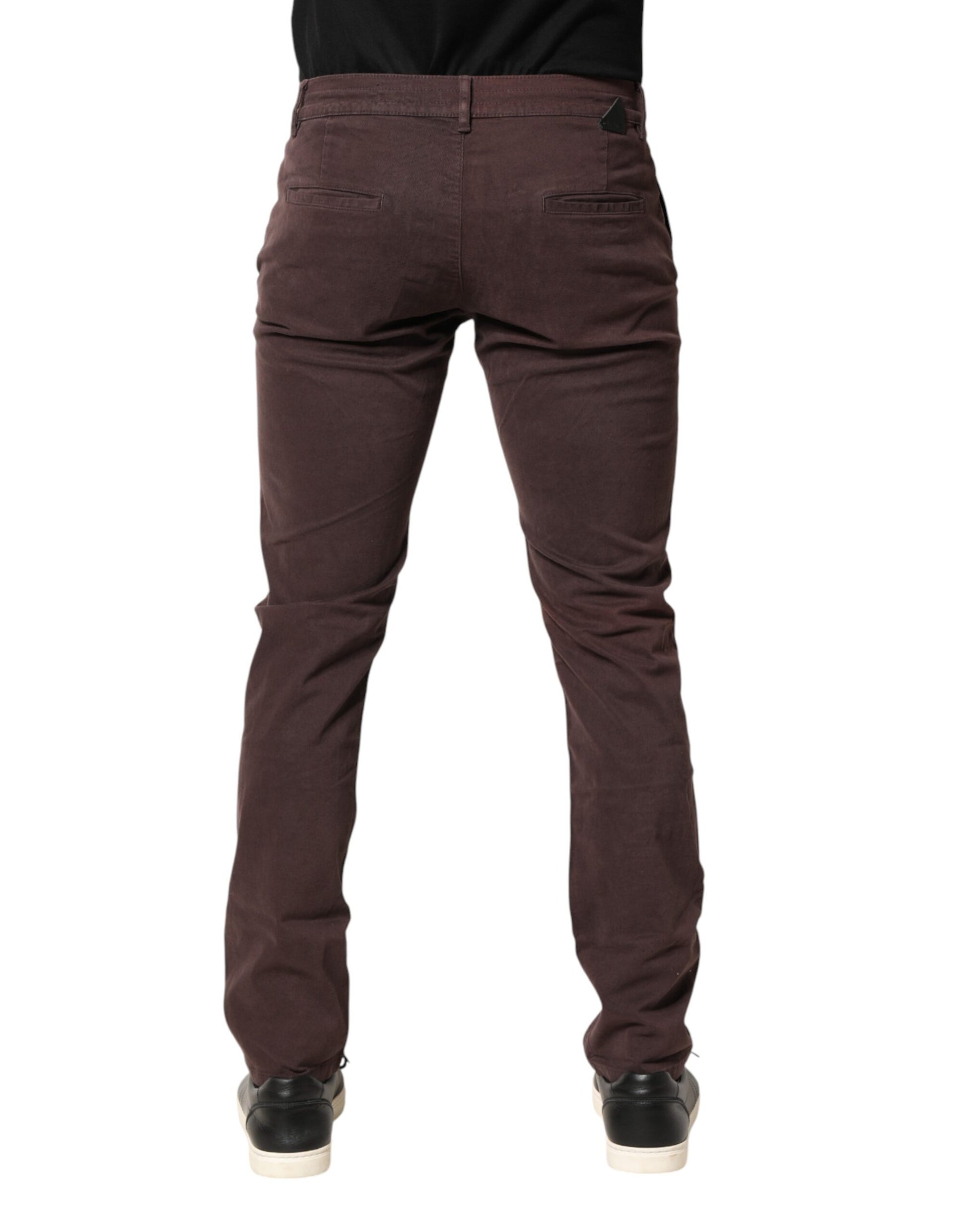 Brown Cotton Mid Waist Skinny Men Denim  Jeans