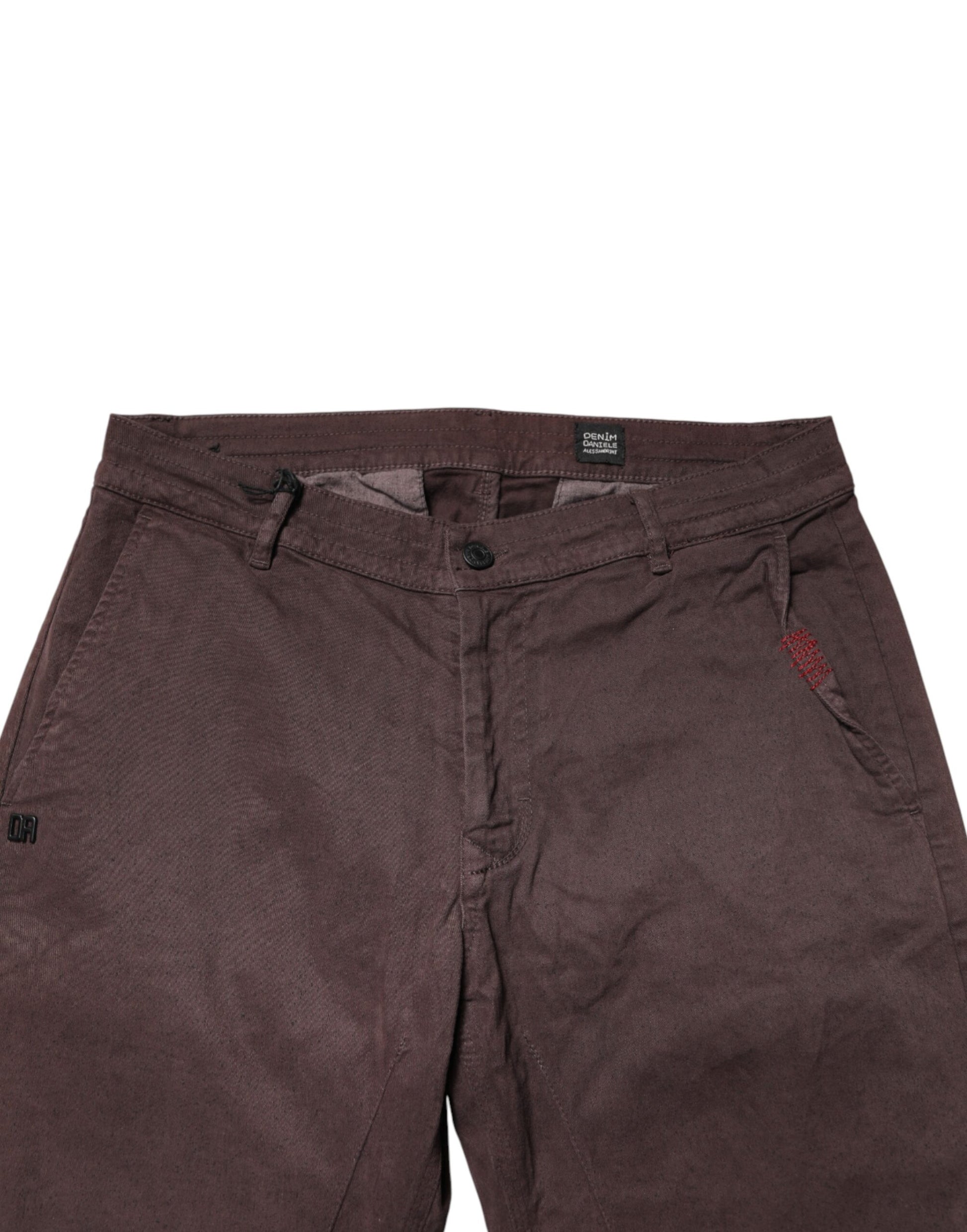 Brown Cotton Mid Waist Skinny Men Denim  Jeans