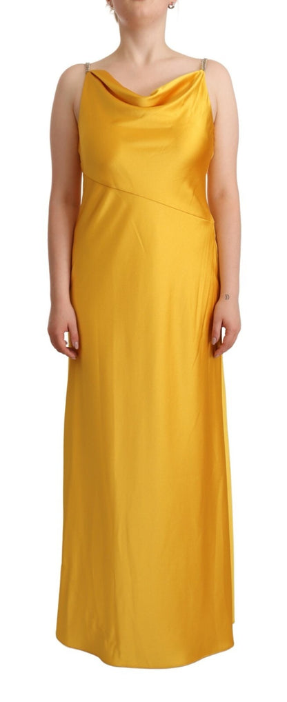 Yellow Sheath Sleeveless Long Gown Women Dress