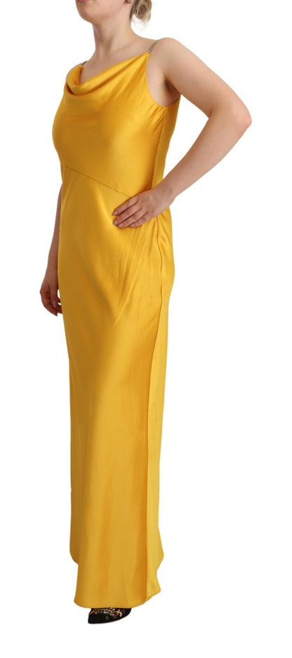 Yellow Sheath Sleeveless Long Gown Women Dress