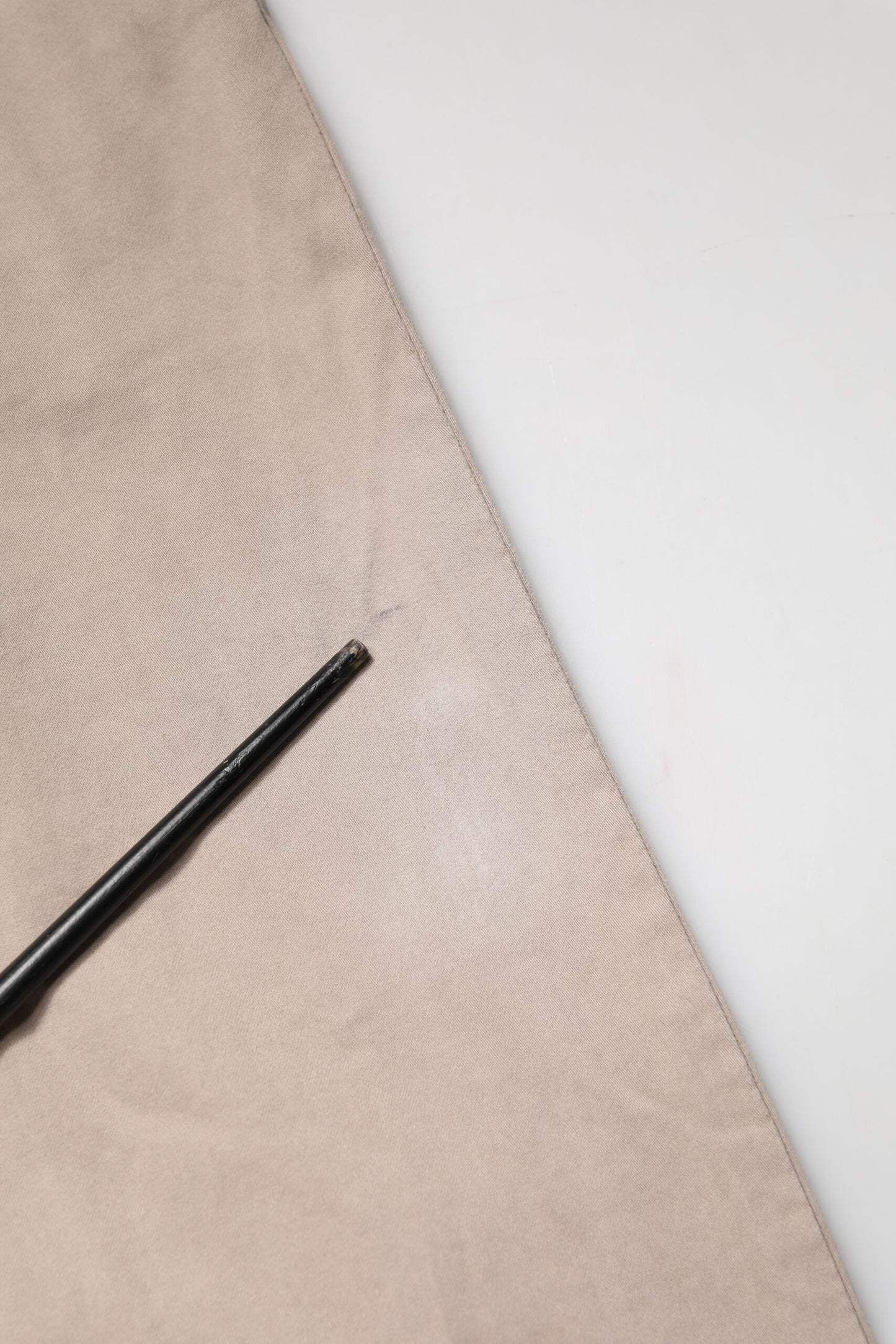 Beige Cotton Stretch Straight Mid Waist Trouser Pants