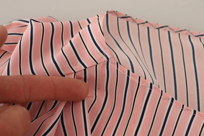 Pink Stripes Long Sleeves Sheath Midi Dress