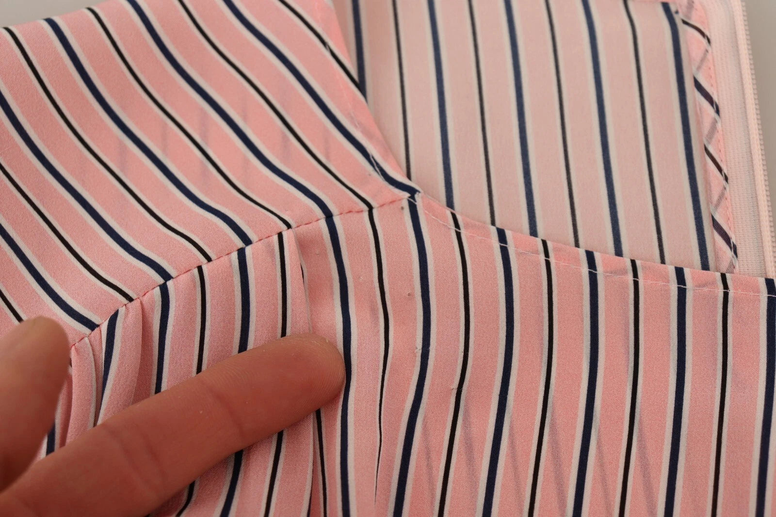 Pink Stripes Long Sleeves Sheath Midi Dress