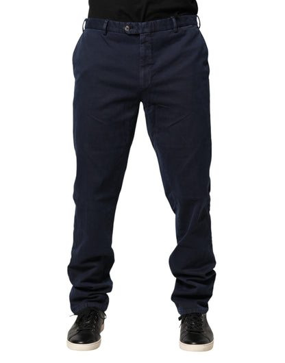 Dark Blue Mid Waist Skinny Chino Trouser Pants