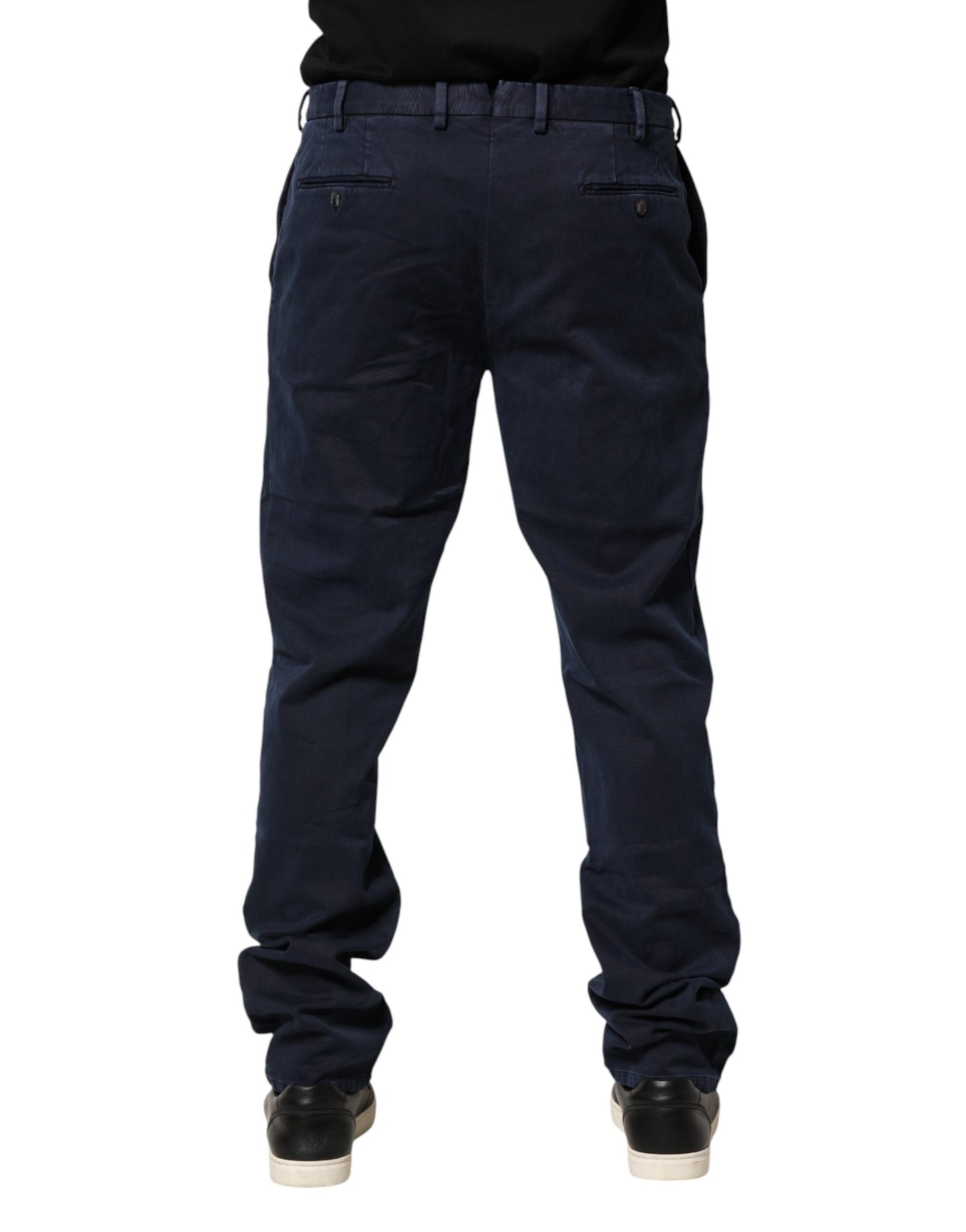Dark Blue Mid Waist Skinny Chino Trouser Pants